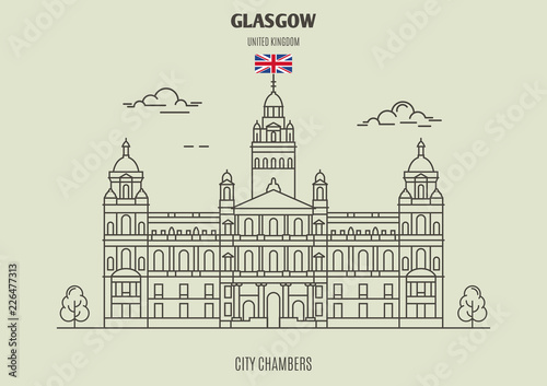 City Chambersl in Glasgow, UK. Landmark icon