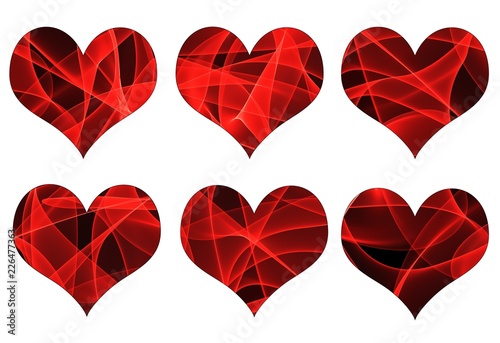 Bundle of dynamic hearts made of energy lines. For creativity  ideas  backgrounds  valentine days  mother s day  postcards  icons  posters.