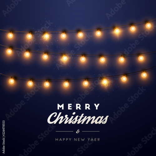 Christmas background with Christmas lights. Vector illustration.