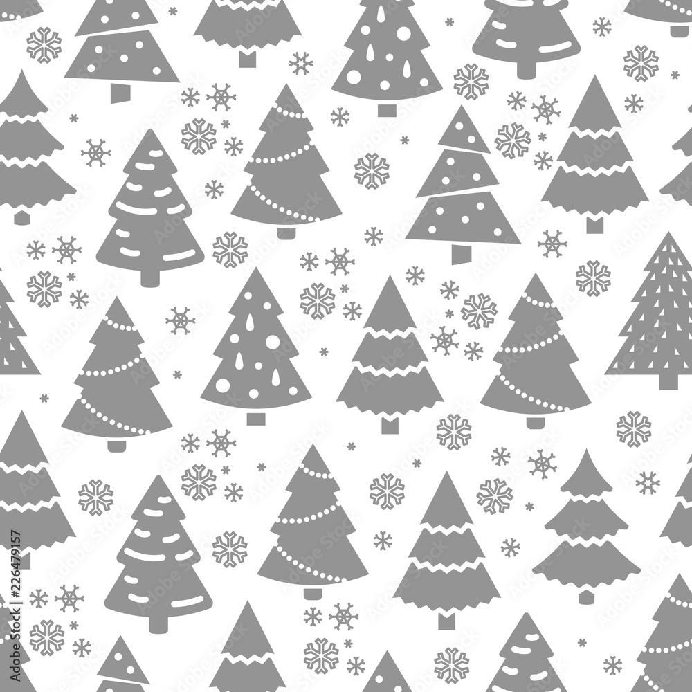 Abstract Christmas tree seamless pattern. Winter seamless texture with fir tree and snowflakes. Illustration of tree pattern christmas vector Abstract Christmas tree seamless pattern. Winter seamless texture with fir tree and snowflakes. Illustration of tree pattern christmas vector
