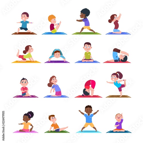 Kids Yoga. Vector Illustration. Asanas. Set Of Yoga Poses. Cartoon  Characters. Royalty Free SVG, Cliparts, Vectors, and Stock Illustration.  Image 81002627.