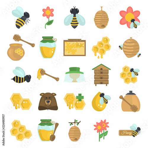 Honey color flat icons set