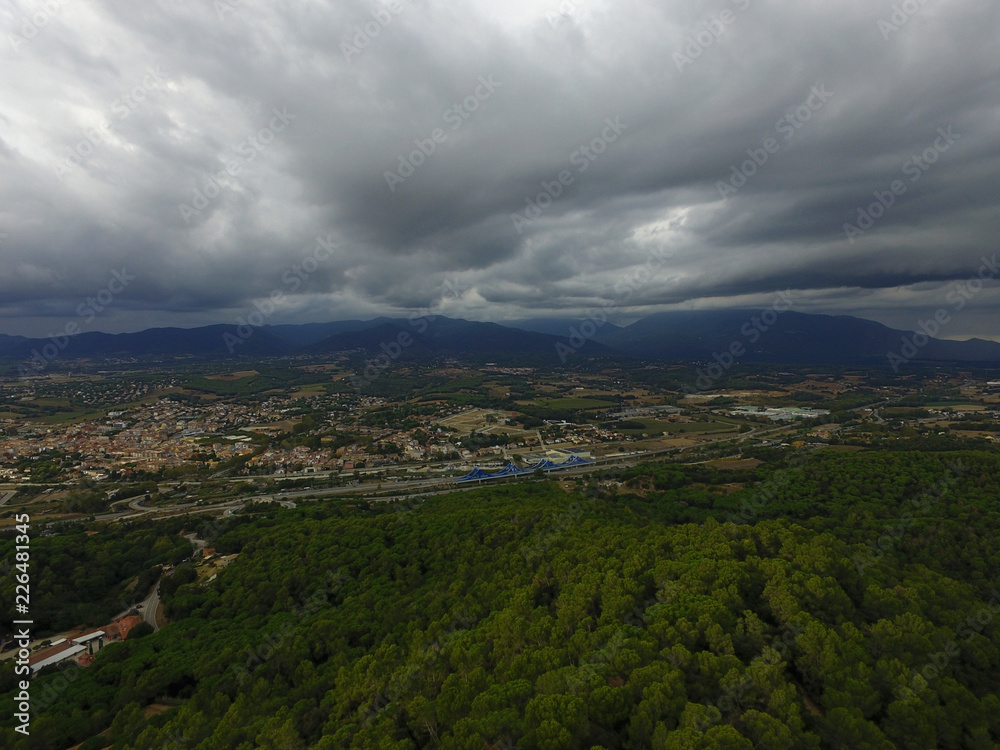 vista aerea llinars del valles ,cataluña