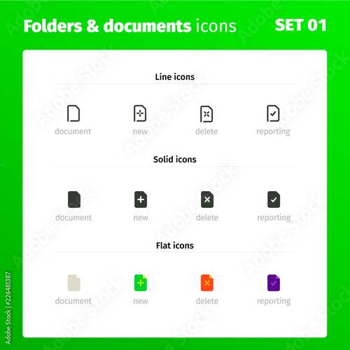 Icons for working with folders and documents photo