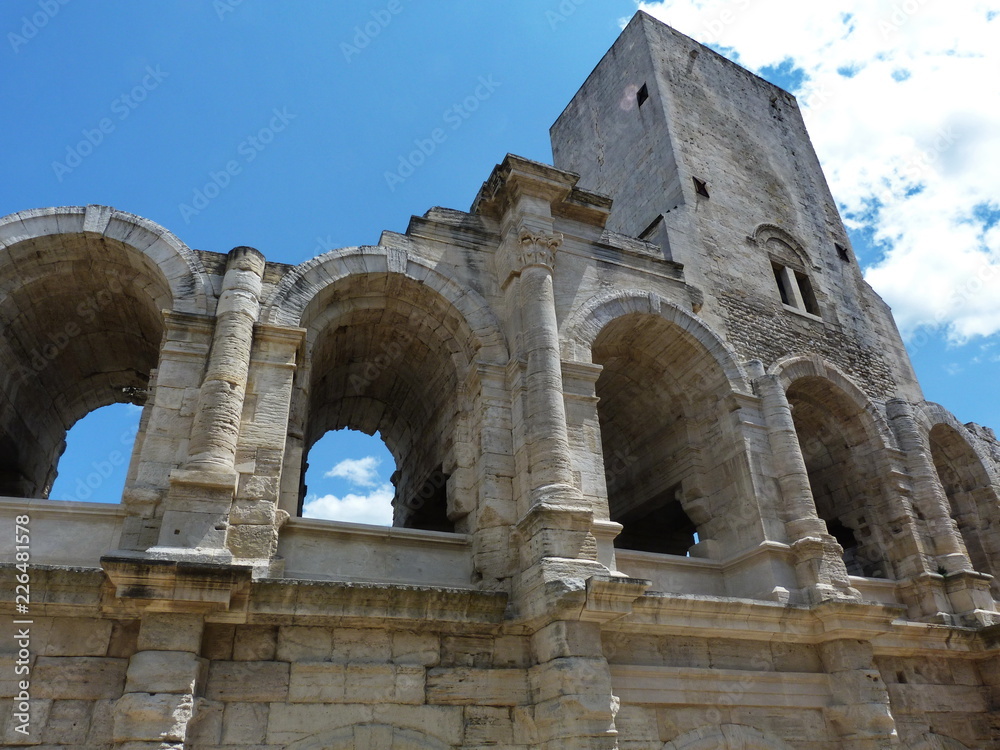 Detail of the amphiteater of Arles, Provence, France