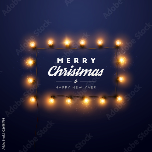 Christmas background with Christmas lights. Vector illustration.