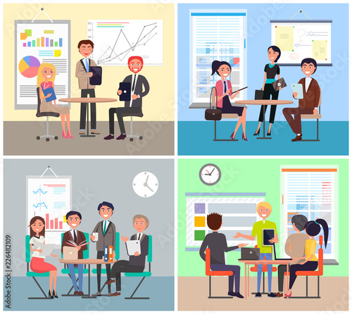 Business Meeting Colorful Vector Illustration