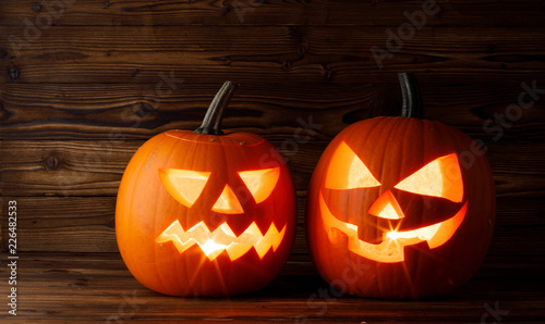 Halloween pumpkins glowing