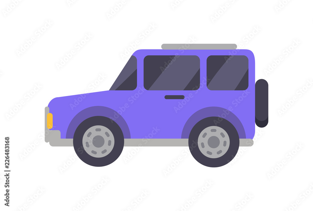 Purple Big Automobile Closeup Vector Illustration