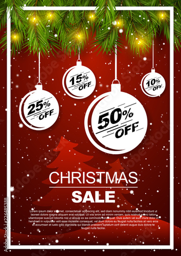 Christmas sale banner template. Vector Illustration. 