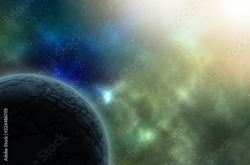 Fototapeta Naklejka Na Ścianę i Meble -  astronomy background, stars, nebula and planet in space