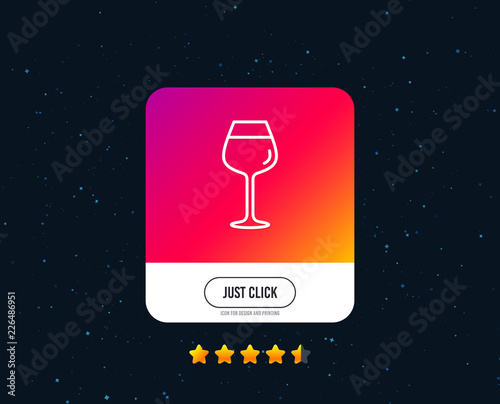 Wine glass line icon. Bordeaux glass sign. Web or internet line icon design. Rating stars. Just click button. Vector