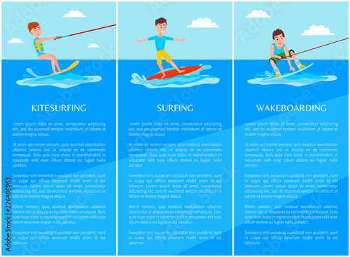 Wakeboarding and Kitesurfing, Surfing Sport Banner