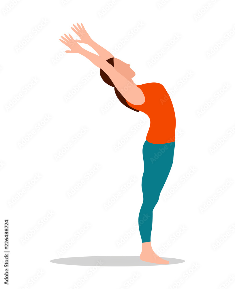 Mountain with Arms Up Pose Yoga Workout Stock Vector - Illustration of  background, women: 251422150