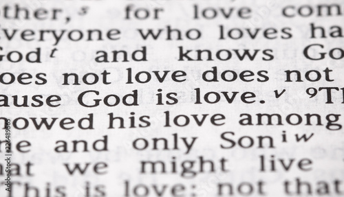 Bible Verse God is Love in Narrow Focus