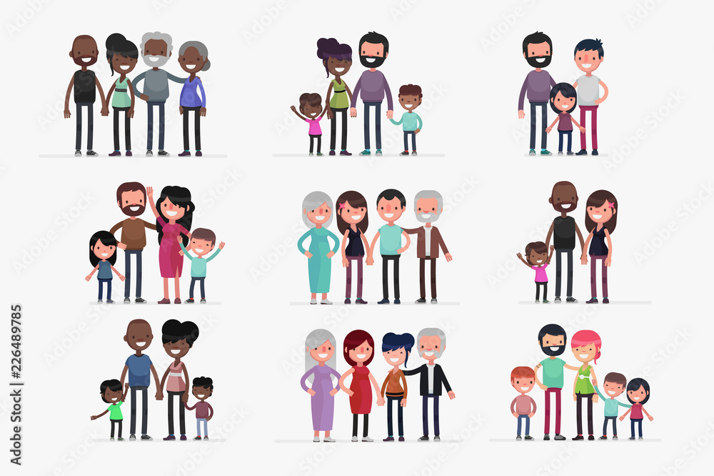 Happy Families isolated vector illustration