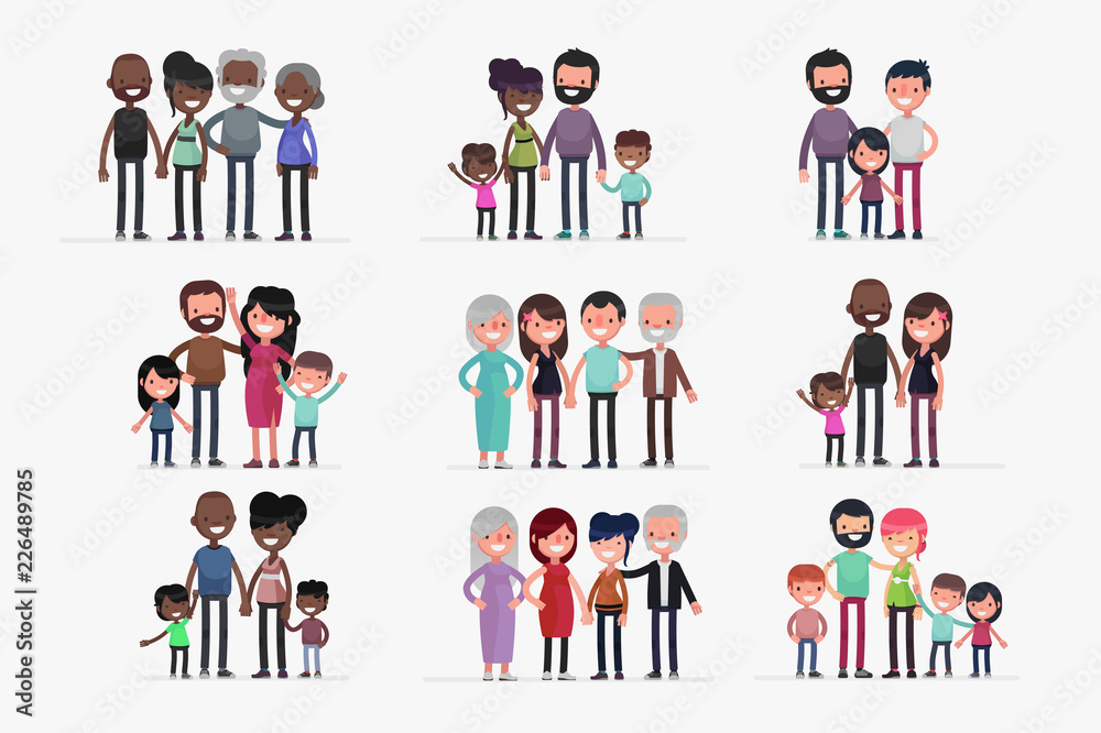 Happy Families isolated vector illustration Happy Families isolated vector illustration