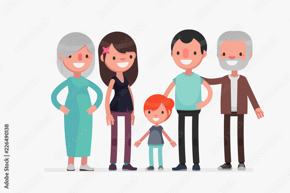 Happy Families isolated vector illustration Happy Families isolated vector illustration
