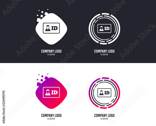 Logotype concept. ID card sign icon. Identity card badge symbol. Logo design. Colorful buttons with icons. Vector