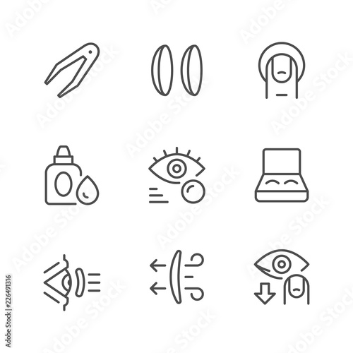 Set line icons of contact lenses