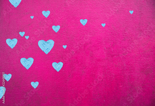 Hearts illustration on colorful background. For valentines day illustration. For creativity  imagination  greetings cards  posters.Oil painting on canvas. With brush strokes texture. 