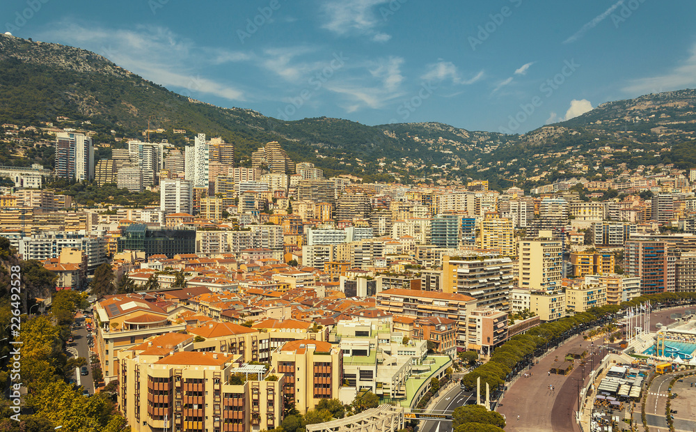Port Hercule and La Condamine district in the Principality of Monaco during a summer day