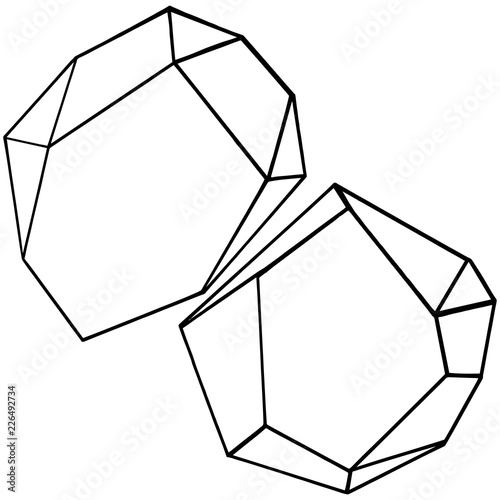 Vector diamond rock jewelry mineral. Isolated illustration element. Geometric quartz polygon crystal stone mosaic shape amethyst gem.