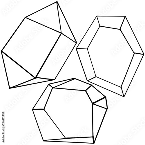 Vector diamond rock jewelry mineral. Isolated illustration element. Geometric quartz polygon crystal stone mosaic shape amethyst gem.