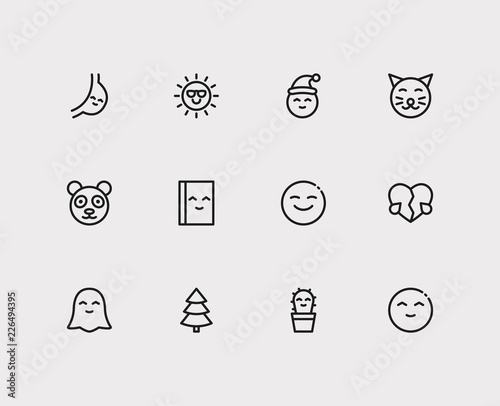 Emoji icons. Set of cute cactus emoji, book cute read and human ...