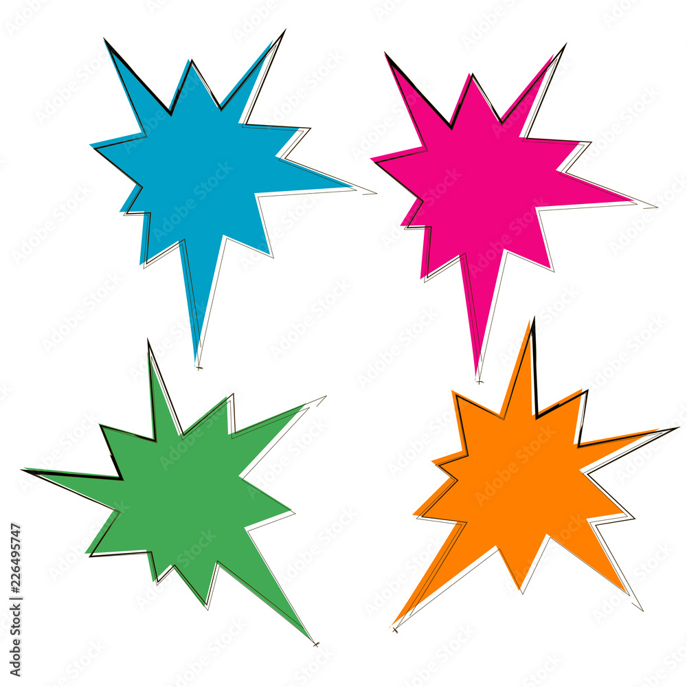 collection of doodle hand drawn starburst icon,symbol,sticker,label,banner in color style.isolated on white background collection of doodle hand drawn starburst icon,symbol,sticker,label,banner in color style.isolated on white background