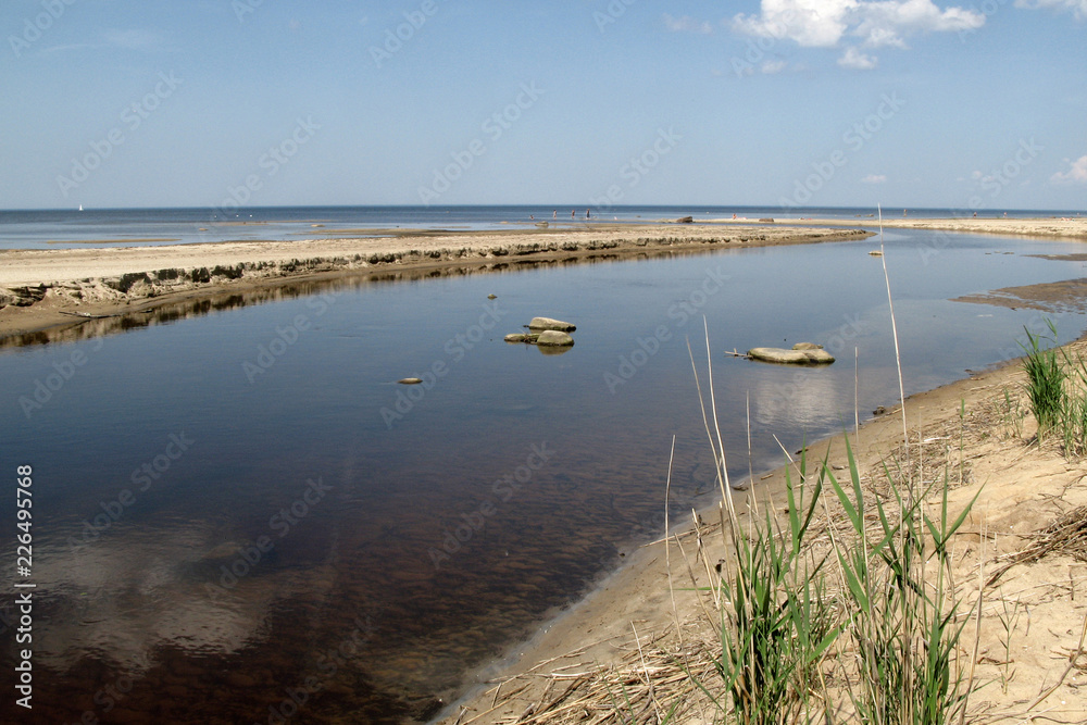 panoramic view of a lake in sunny day