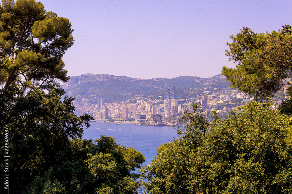 Panoramic view of the gulf of Cabbé Cap Martin and Montecarlo Principality of Monaco