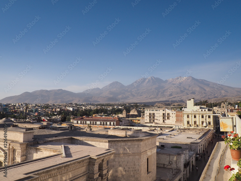 View over Arequipa and Chachani volcano