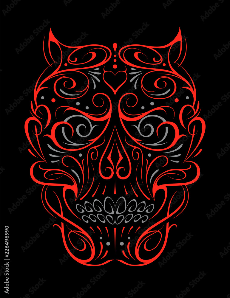 Abstract Skull Shape Red Pattern