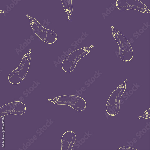 Calligraphy eggplant lilac vector pattern © Kseniya