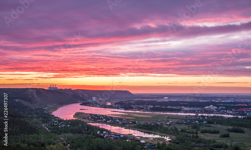 sunset over the city