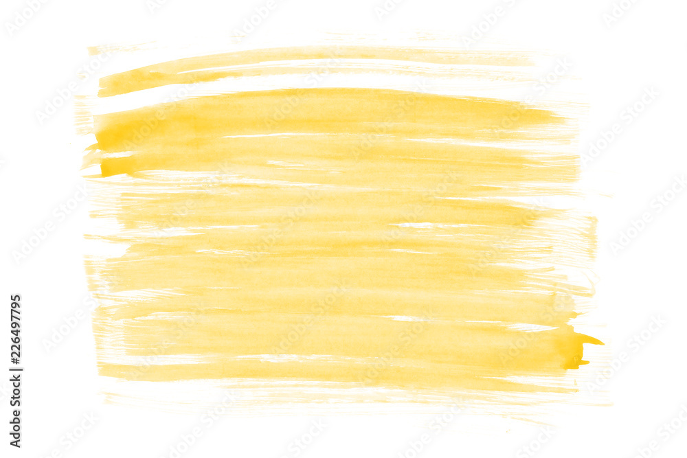 Yellow abstract watercolor stroke design on paper texture