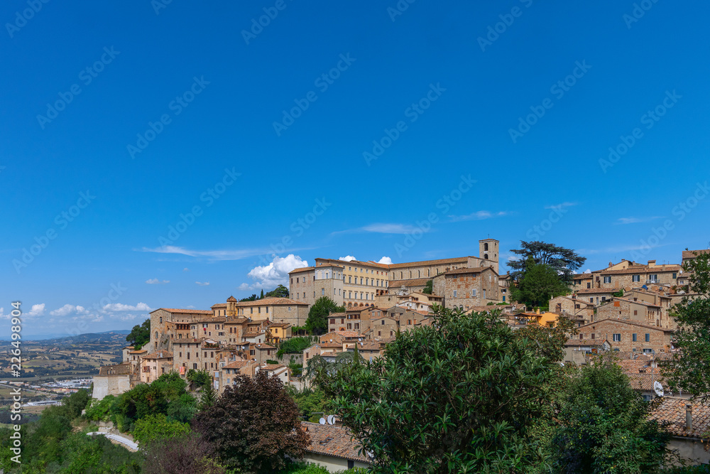 Beautiful view of the medieval hill town Todi (Umbria, Italy)