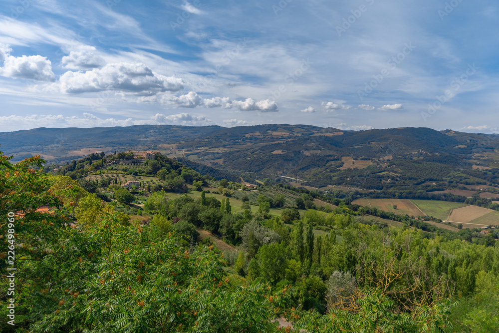 Beautiful panoramic view of the landscape near the city of Todi, Umbria, italy