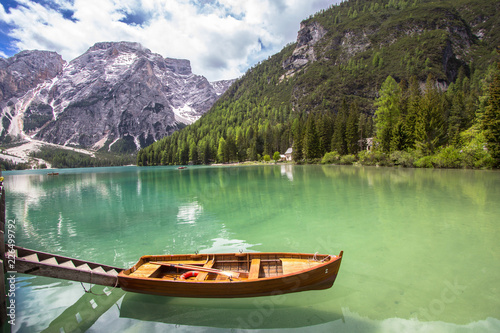 Boats on the Braies Lake, Dolomites, Italy © robertdering
