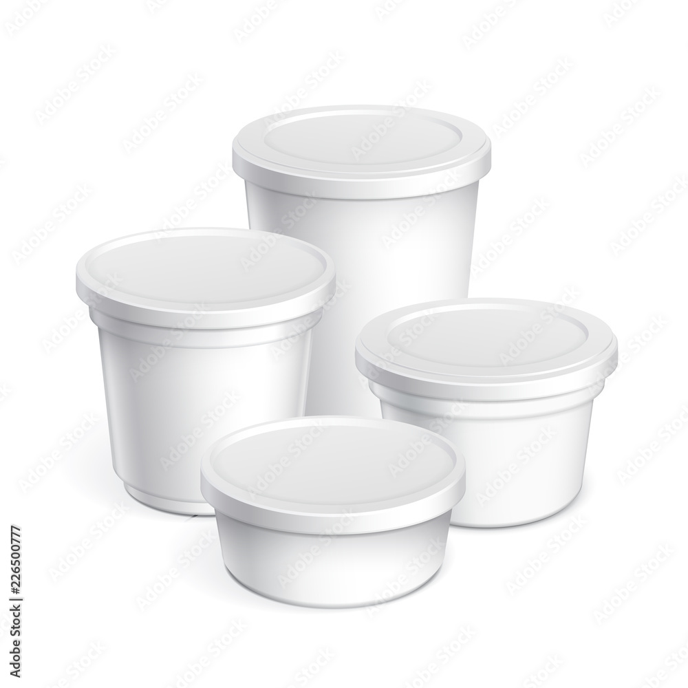 Realistic White blank plastic container for yogurt, jams and other products. Realistic White blank plastic container for yogurt, jams and other products.