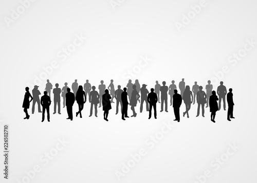 Big people crowd on white background. Vector illustration.