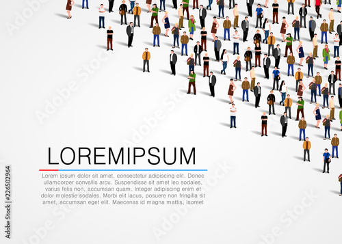 Large group of people on white background. Vector background