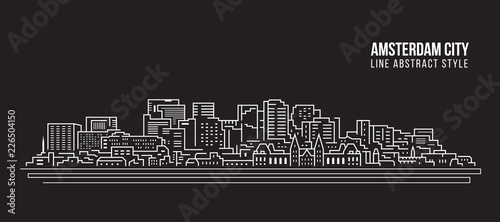 Cityscape Building Line art Vector Illustration design - Amsterdam city
