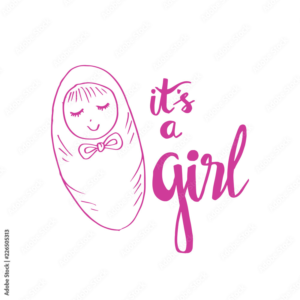 It's a Girl. Baby shower greeting card It's a Girl. Baby shower greeting card