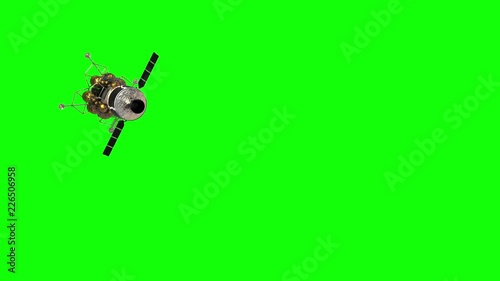 Undocking The Descent Module From The Spacecraft. Green Screen. 3D Animation. photo