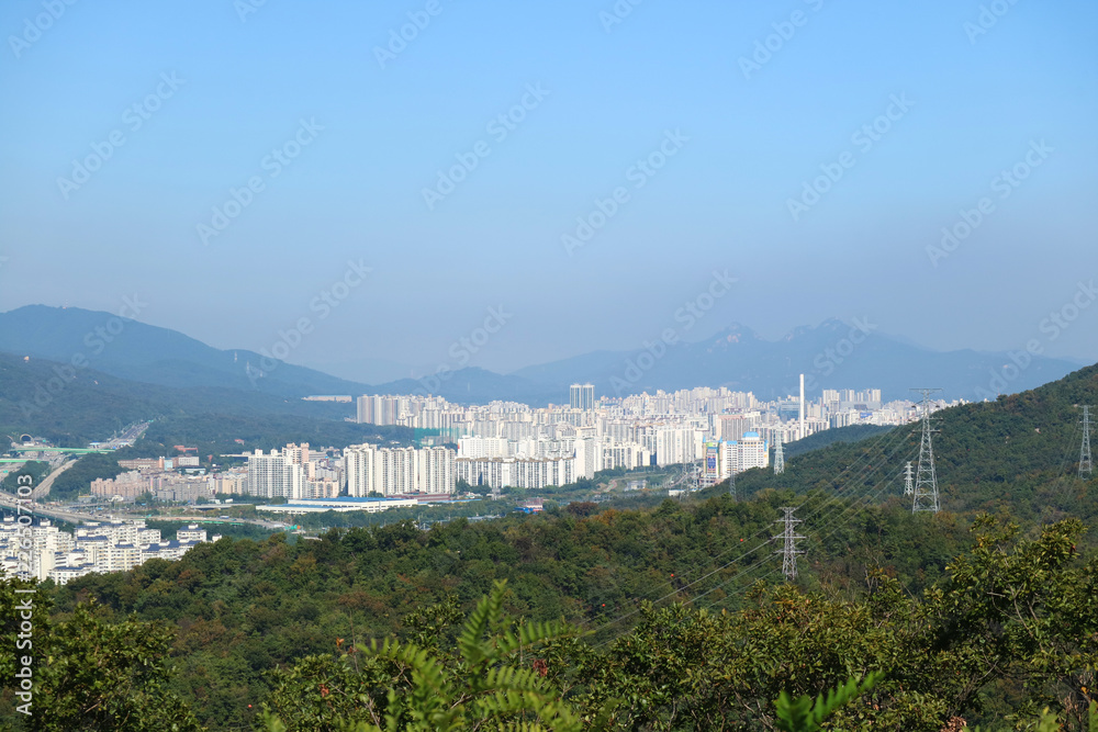 Mountain landscape,Cityscape from the mountain,Cityscape in Autumn