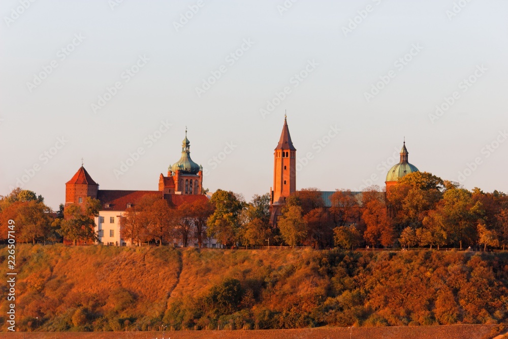 Cathedral towers and princely castle, Tumskie Hill in Plock, Poland