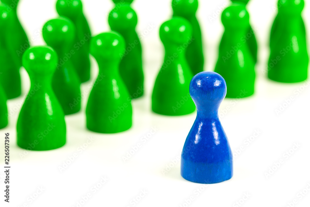 single blue halma cone against green halma cones indicating majority ratios and group constelation single blue halma cone against green halma cones indicating majority ratios and group constelation