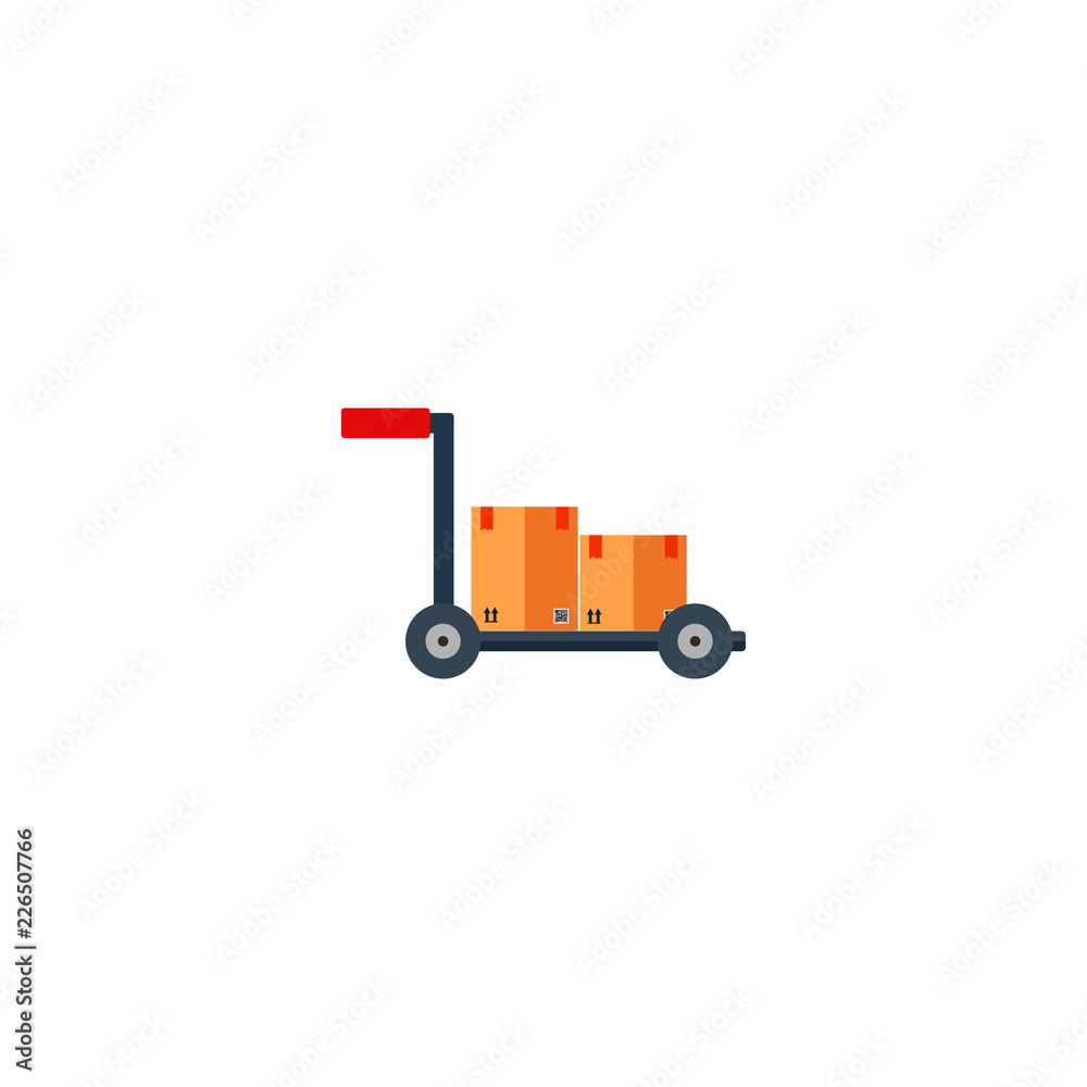 Trolley with cargo, boxes with cargo, vector illustration Trolley with cargo, boxes with cargo, vector illustration
